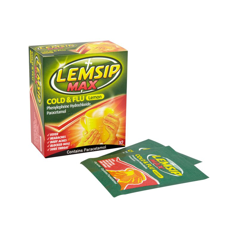 Lemsip Max Cold & Flu Lemon 1000mg 10 Sachets